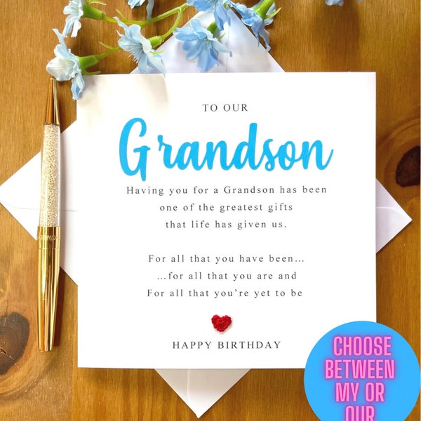 Grandson birthday card, grandson poem, adult grandson birthday card, birthday card for grandson, grandson birthday. TLC0019
