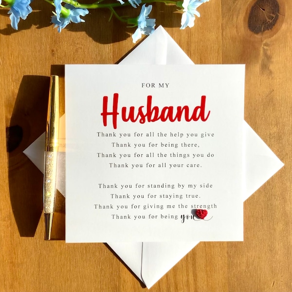 Thank you poem for husband, husband appreciation card, birthday card for hubby, meaningful card, best husband, TLC0001