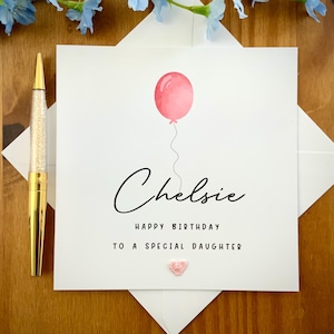Carte d'anniversaire ballon fille, carte d'anniversaire fille adulte, carte d'anniversaire pour fille, anniversaire ballon rose, carte pour fille, TLC0473