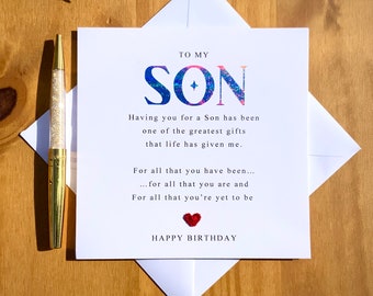 Son birthday card, son poem, adult son birthday card, birthday card for son, special son’s birthday. TLC0050