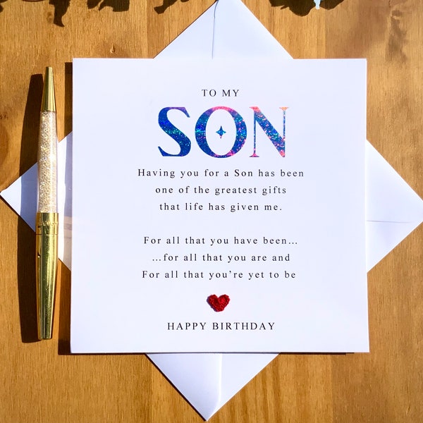 Son birthday card, son poem, adult son birthday card, birthday card for son, special son’s birthday. TLC0050
