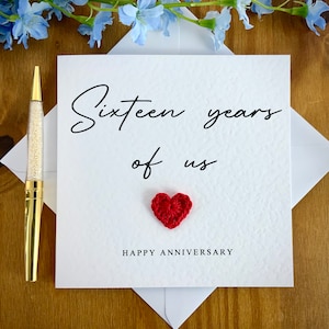 Tarjeta de aniversario número 16, tarjeta de aniversario número 16, tarjeta para él, tarjeta de aniversario para ella, TLC0438