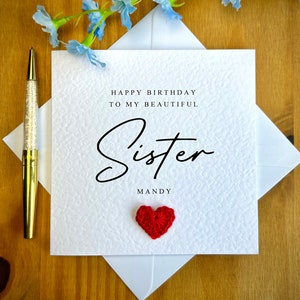 Tarjeta de cumpleaños para hermana, tarjeta personalizada para hermana, tarjeta de cumpleaños con textura, tarjeta para cumpleaños de hermana, hermana mayor, TLC0333