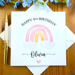 Cartão de aniversário arco-íris, cartão arco-íris para ele, cartão de aniversário para filha, cartão de aniversário personalizado para meninas, aniversário para meninas, cartão de crochê, TLC05xx
