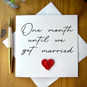 Biglietto "Un mese al matrimonio", biglietto "Un mese al matrimonio", biglietto con conto alla rovescia per il matrimonio, biglietto romantico per il fidanzato, conto alla rovescia per il matrimonio, TLC0264