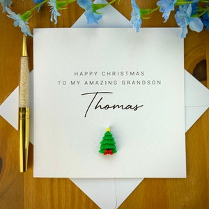 Cartão de Natal para neto, cartão de Natal para neto, cartão de Natal com qualquer nome, cartão de feliz Natal, TLC0358