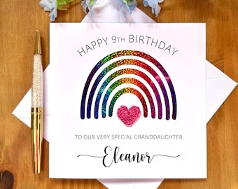 Personalised Granddaughter Birthday Card: Glitter Rainbow, TLC0219