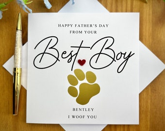 Biglietto per la Festa del Papà da parte del cane: biglietto a forma di cuore all'uncinetto per animali domestici, TLC0003