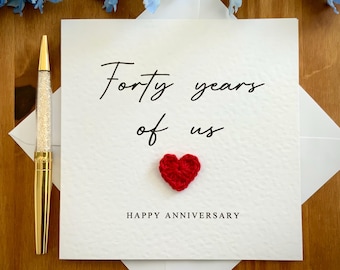 Biglietto per il 40° anniversario di matrimonio, Biglietto per il 40° anniversario, Biglietto per il 40° anniversario, Biglietto per l'anniversario di matrimonio, Anniversario di matrimonio di rubino - Italia