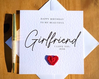Carte d'anniversaire de petite amie, carte pour l'âme soeur, carte de luxe pour petite amie, carte personnalisée, TLC0058