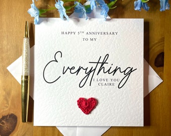 My everything anniversary card, card for soulmate, luxury anniversary card, anniversary card for my everything, personalised card, TLC0099