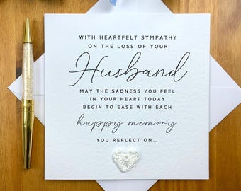 HUSBAND Sympathy Card: Handmade Bereavement Condolence Card, TLC058x
