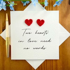 Deux coeurs amoureux n'ont pas besoin de mots, carte d'anniversaire, joyeux anniversaire pour maman et papa, carte d'anniversaire pour eux, TLC05xx