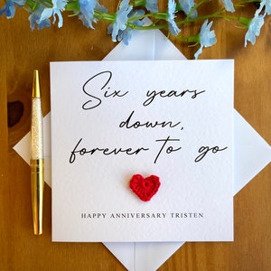 Tarjeta de sexto aniversario, seis años después, tarjeta de aniversario personalizada, tarjeta para él, tarjeta de aniversario para ella, TLC0182