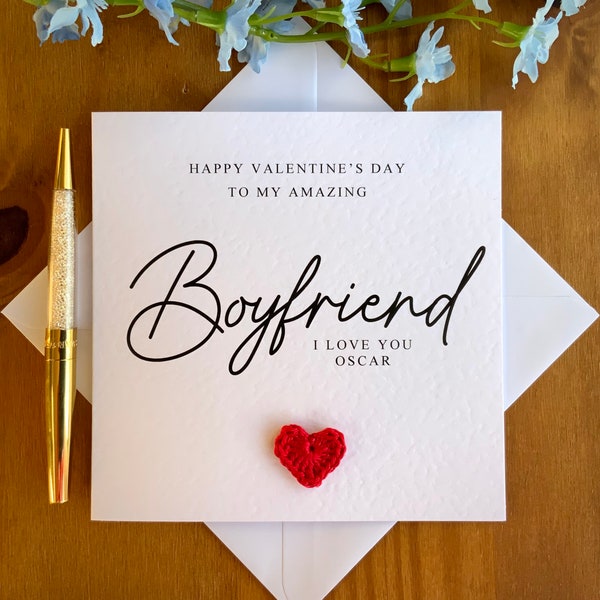 Boyfriend Valentine’s Day card, personalised card for boyfriend, luxury textured valentines card, happy valentines card for bf TLC0059