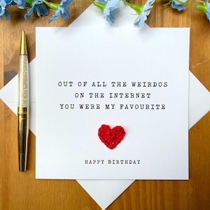 Tarjeta de cumpleaños divertida, tarjeta de cumpleaños para citas online, bichos raros en internet, tarjeta personalizada, tarjeta de cumpleaños para él, tarjeta para ella TLC0175