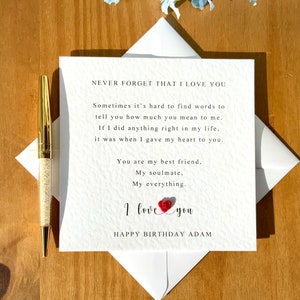 Love poem birthday card, sentimental birthday card, words of love, personalised love card , TLC0015