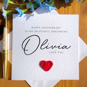 Girlfriend ANNIVERSARY card, personalised gf anniversary card, birthday card for her, personalised card, TLC0295
