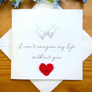 Carte Je ne peux pas imaginer ma vie sans toi, carte romantique pour lui, pour elle, carte d'anniversaire, carte d'anniversaire pour l'âme soeur, carte d'amour, TLC0600