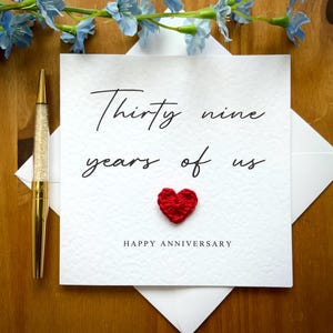 Tarjeta de treinta y nueve años de nosotros, tarjeta del 39.° aniversario, tarjeta de aniversario personalizada, tarjeta para él, tarjeta de aniversario para ella, TLC0463