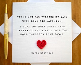 Love Birthday Card: Cotton Heart, appreciation card, Words of Love, TLC0769