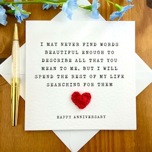 Mots d'amour carte d'anniversaire, carte d'anniversaire pour lui, pour elle, l'amour de ma vie, carte d'âme soeur, TLC0325