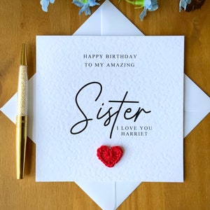 Carte d'anniversaire de soeur de luxe, carte de soeur personnalisée, carte d'anniversaire texturée, carte pour l'anniversaire de soeur, grande soeur, TLC0130