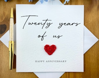 20th Anniversary Card: Crochet Heart, Twenty Years of Us, TLC0425