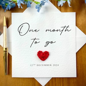 Biglietto d'auguri con un mese di anticipo, un mese al matrimonio, biglietto di auguri con conto alla rovescia per il matrimonio, biglietto romantico per il fidanzato, conto alla rovescia per il matrimonio, TLC0495