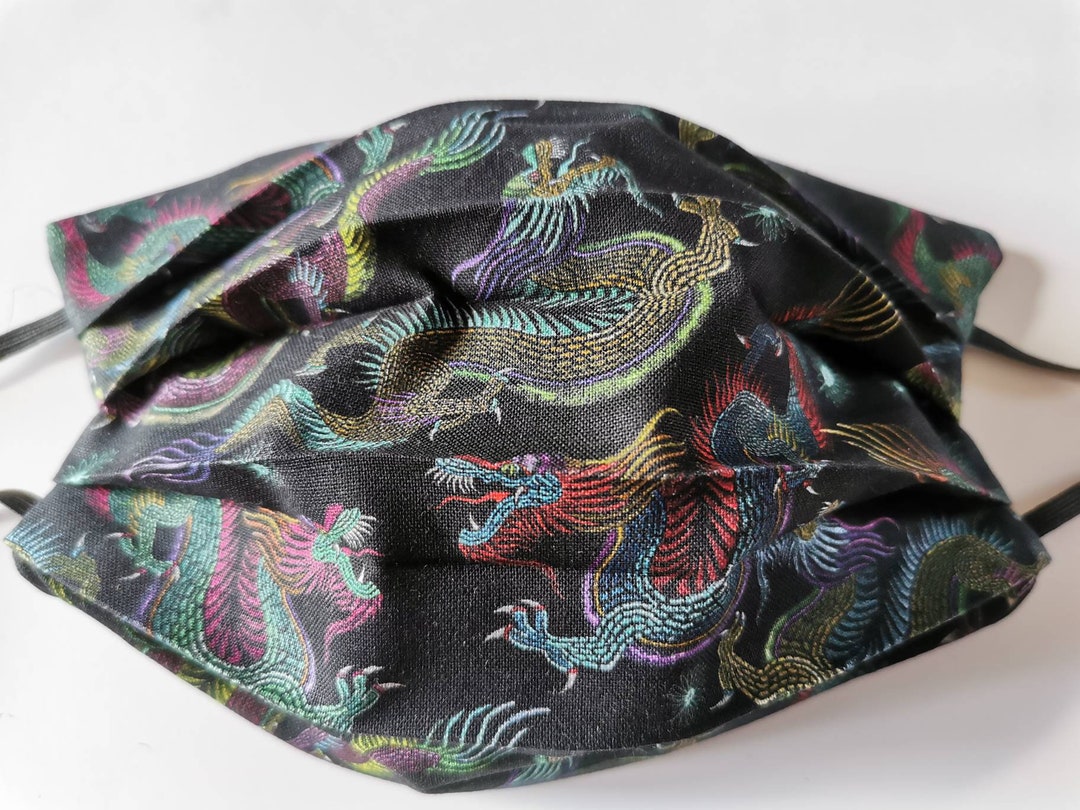 Japanese Dragon Face Mask Washable Cotton Fabric Face Masks Etsy UK
