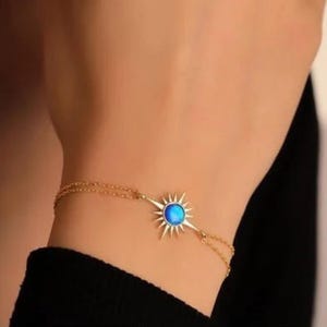 Gold Blue Opal North Star Charm Bracelets, Silver Star Celestial Jewelry, Starburst Bracelet, Opal Star Necklace, Birthday Gifts for Her