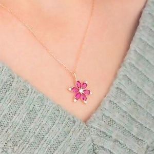 Personalized July Birthstone Necklace Ruby Necklace Gold Layering Necklace Birthstone Jewelry Ruby Pendant Birthday Jewelry Gift for Her