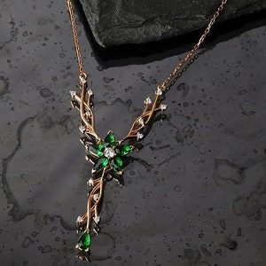 Emerald Green Ivy Olive Leaf Necklace, May Birthstone Pendant, Rose Gold Filled Emerald Necklace, Tiny Silver Emerald Bridal Necklace Gifts