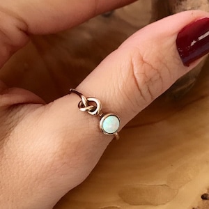 14K Gold Knot Stackable Birthstone Ring in Silver, Rose, Eternity Ring, Tiny Birthstone Stacking Ring, Birthstone Jewelry, Gift for Mom