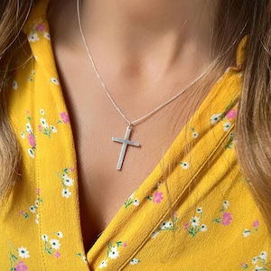 14k Gold Cross Necklaces for Women, Personalized Sterling Silver Cross Pendant, Religious Christian Catholic Jewelry, Baptism Confirmation
