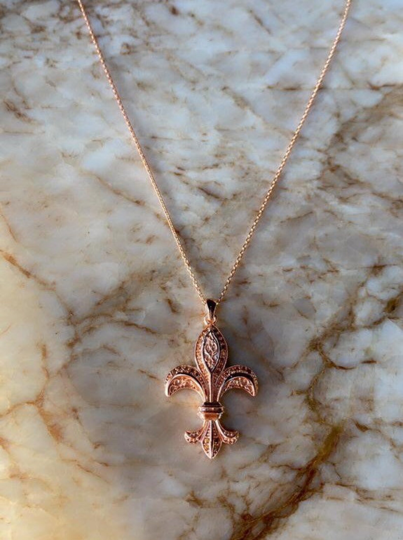 Gold Fleur De Lis Necklace Fleur De Lis Jewelry Satellite Etsy