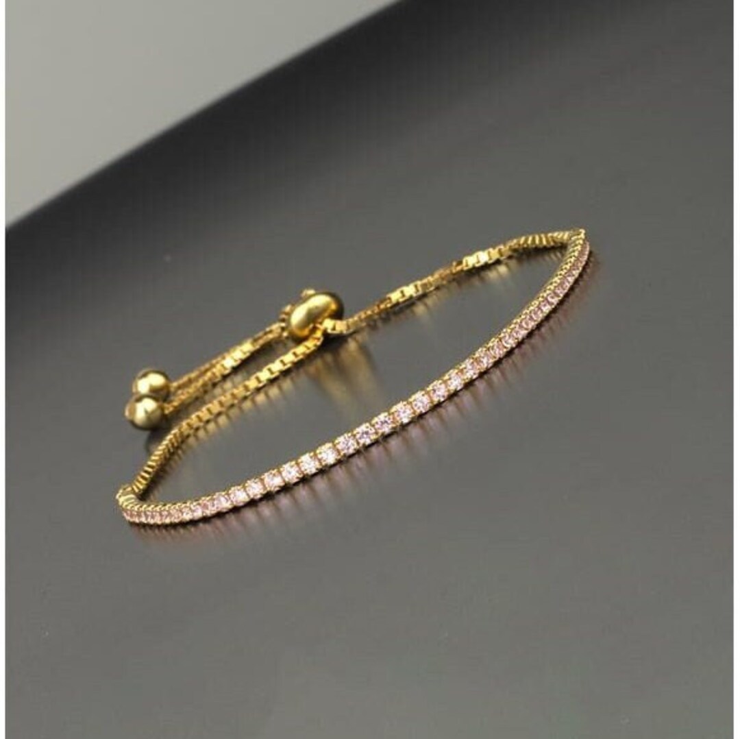 14K Gold Rose Quartz Bracelet Tennis Bracelet, Dainty Quartz Gemstone ...