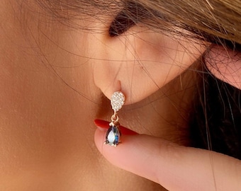 Boucles d'oreilles alexandrite en or 14 carats : clous en argent sterling, bijoux de pierre de naissance