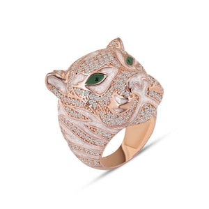 Sterling Silver Tiger Ring, Panther Ring, Tiger Jewelry, Animal Ring, Puma Ring, Lion Ring, Jaguar Ring, Animal Jewelry, Leopard Ring Gifts