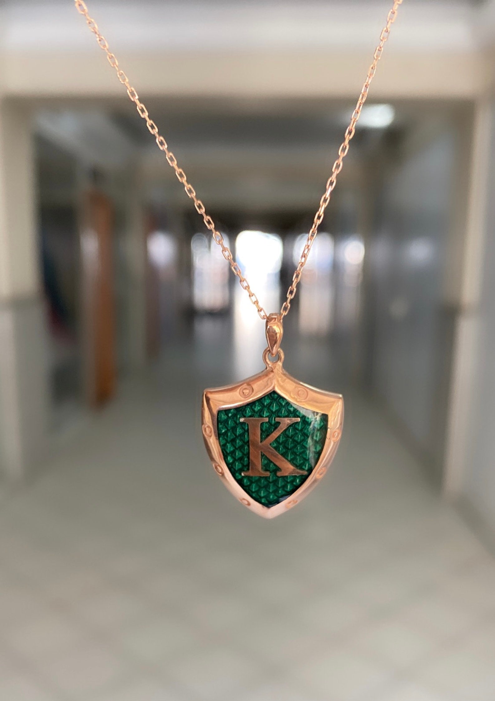 Custom Initial Necklace Enamel Initial Necklace Letter Etsy