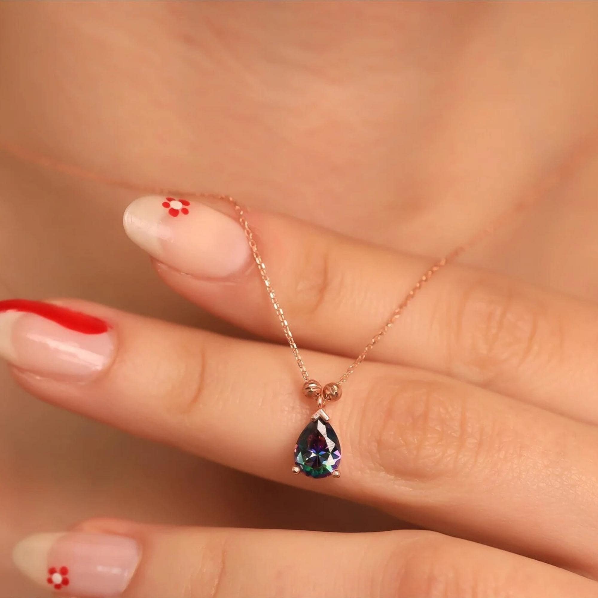 Alexandrite Teardrop Necklace: June Birthstone, 925 Sterling