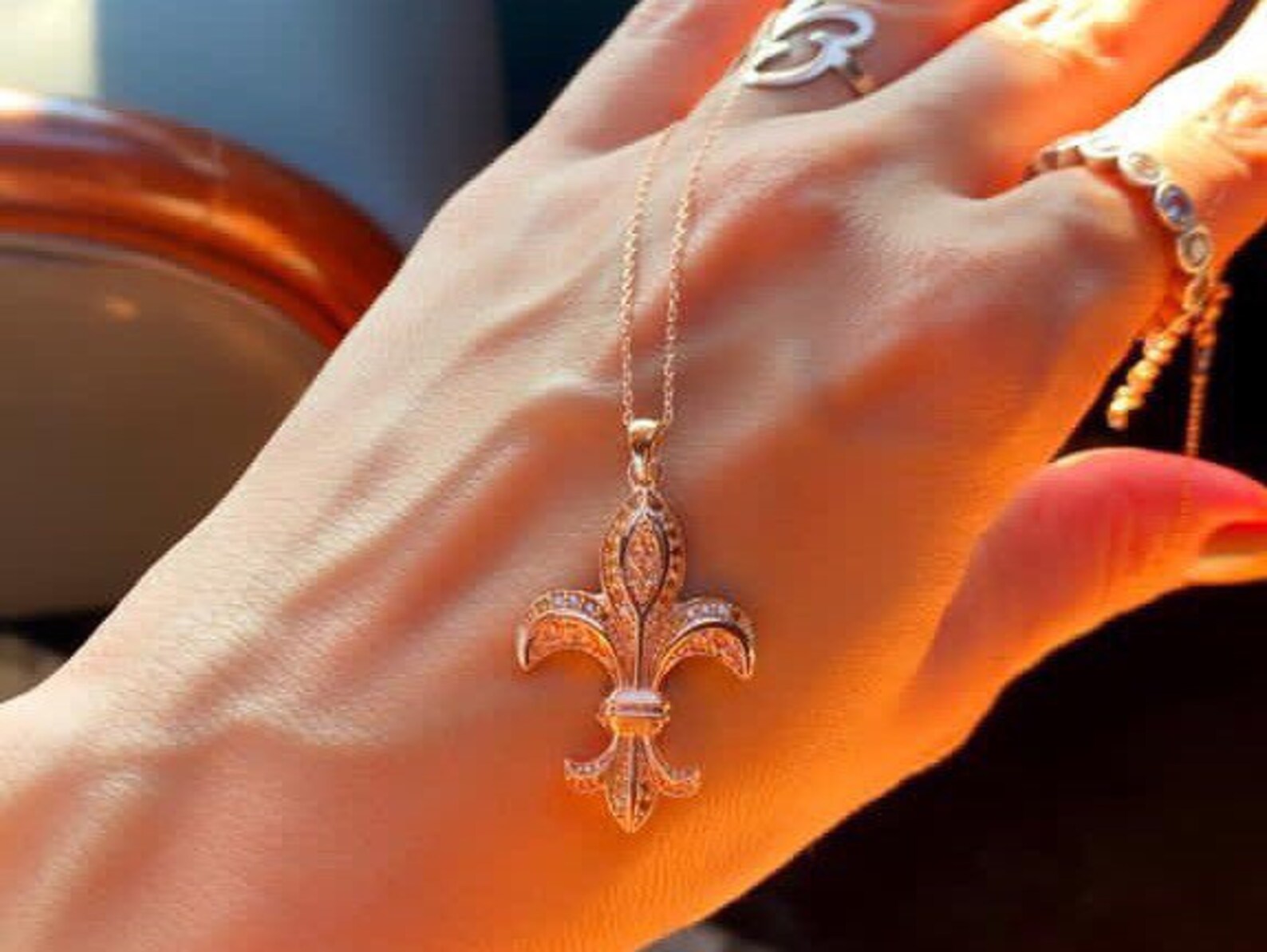 Gold Fleur De Lis Necklace Fleur De Lis Jewelry Satellite Etsy