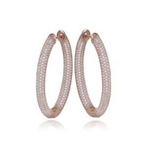 Large Diamond Cz Hoop Earrings 14K Gold, Big Diamond Statement Earrings, Sterling Silver Hoops, Skinny Large Diamond Hoops, Birthday Gifts