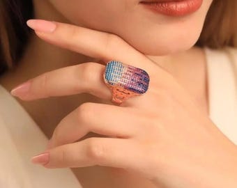 Rose Gold Filled Gemstone Ring: Colorful Crystal Statement Ring