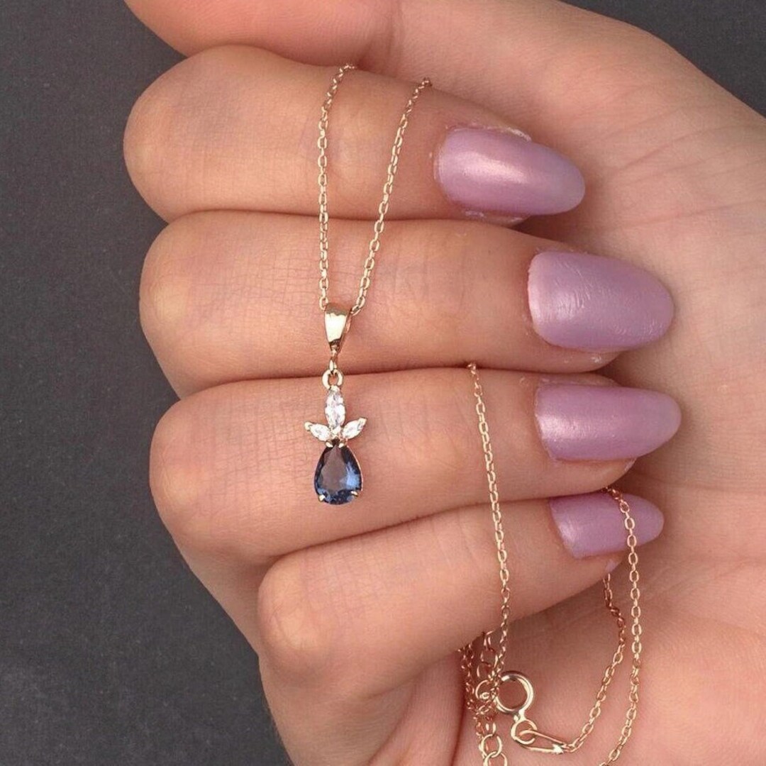 Alexandrite Teardrop Necklace: Rose Gold June Birthstone Pendant