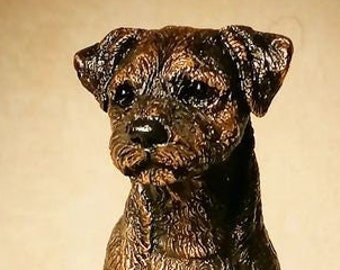 Border Terrier Solid bronze statuette