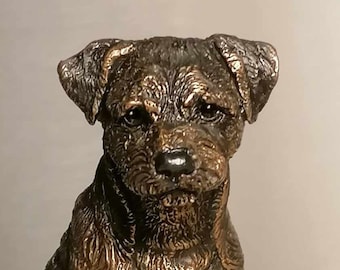 Border Terrier Solid bronze statuette
