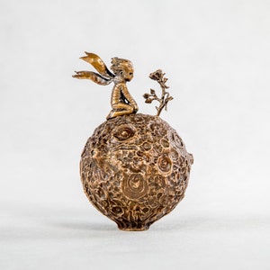 The Little Prince And The Rose bronze statuette