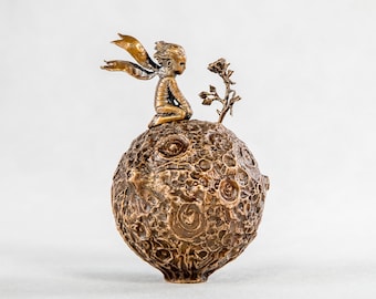 The Little Prince And The Rose bronze statuette