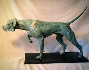 On Point Hunting Hongaars Vizsla-hars bronzen beeld